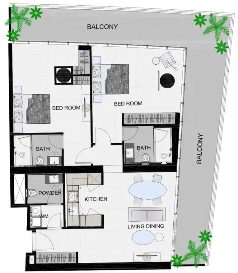 Floor plan — 2 BR
