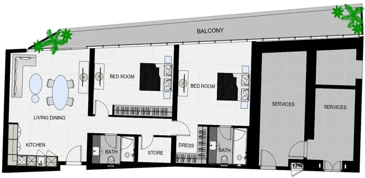 Floor plan — 2 BR