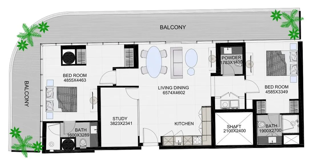 Floor plan — 2 BR