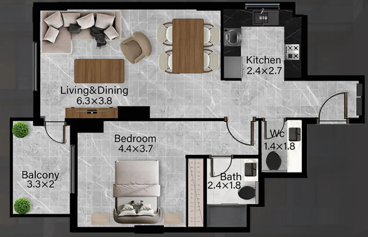 Floor plan — 1 BR