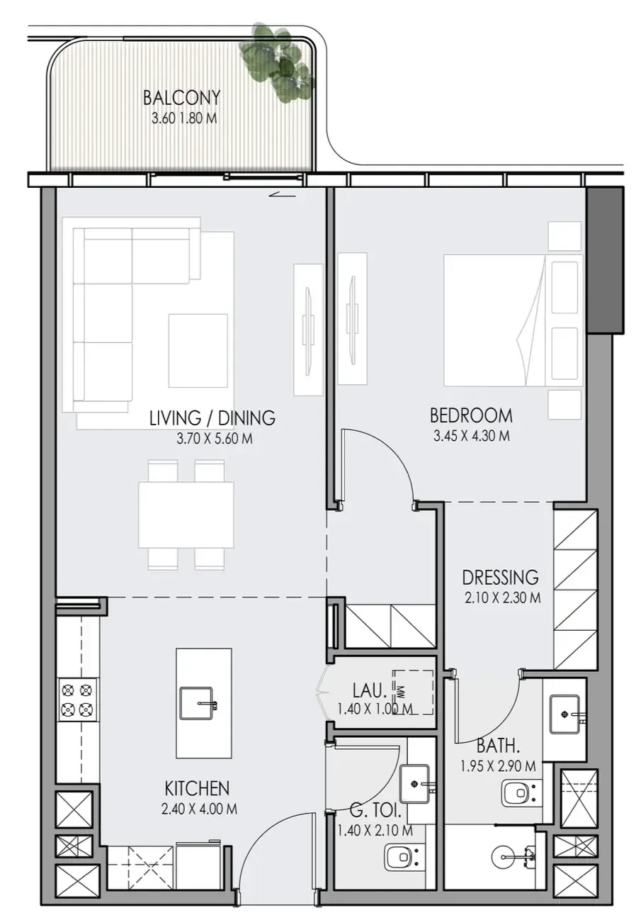 Floor plan — 1 BR