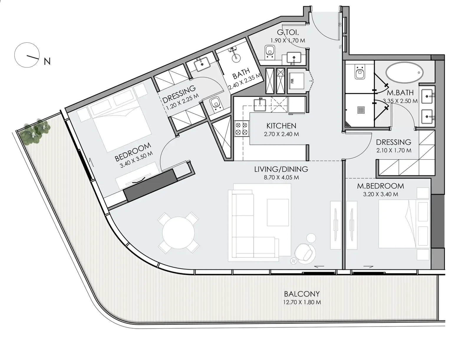 Floor plan — 2 BR