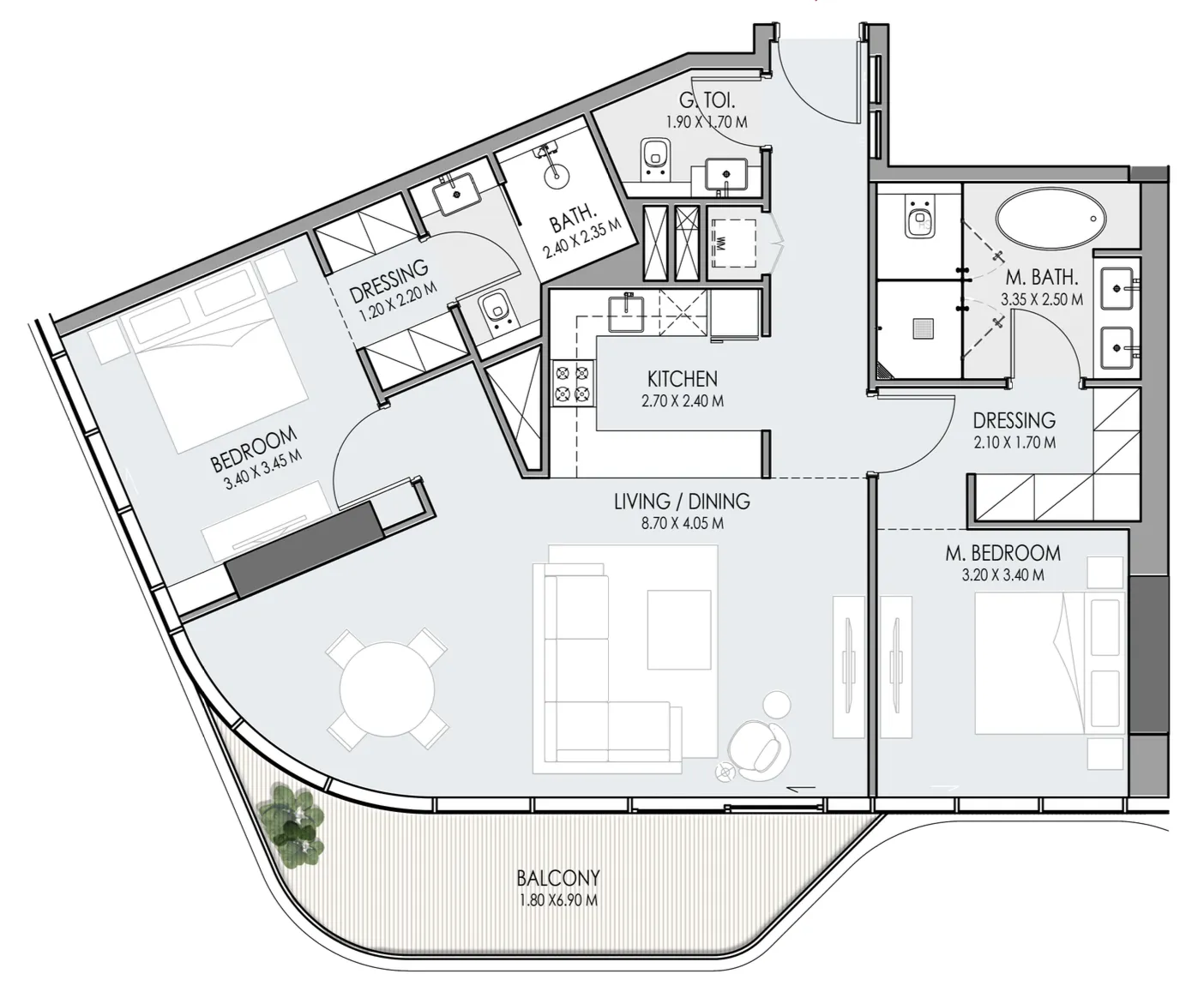 Floor plan — 2 BR