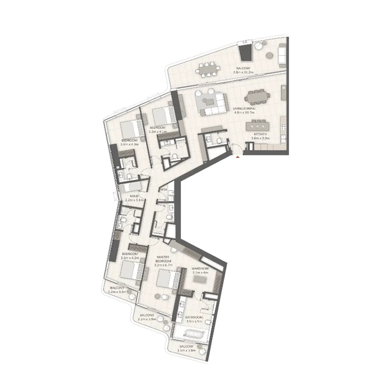 Floor plan — 4 BR