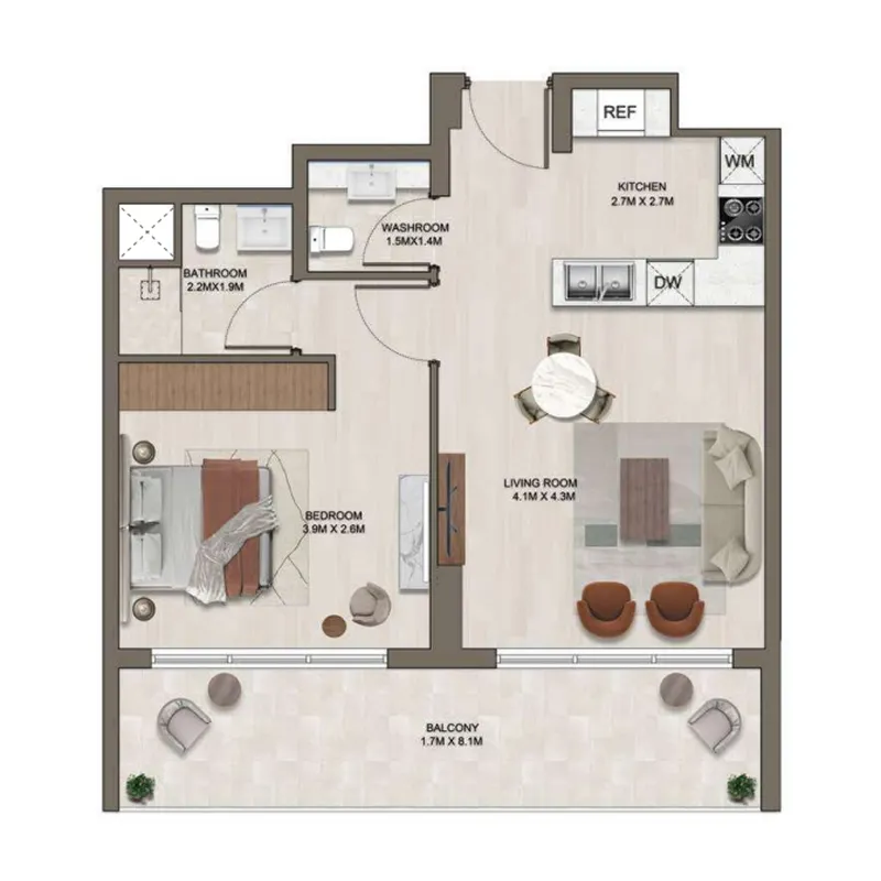 Floor plan — 1 BR