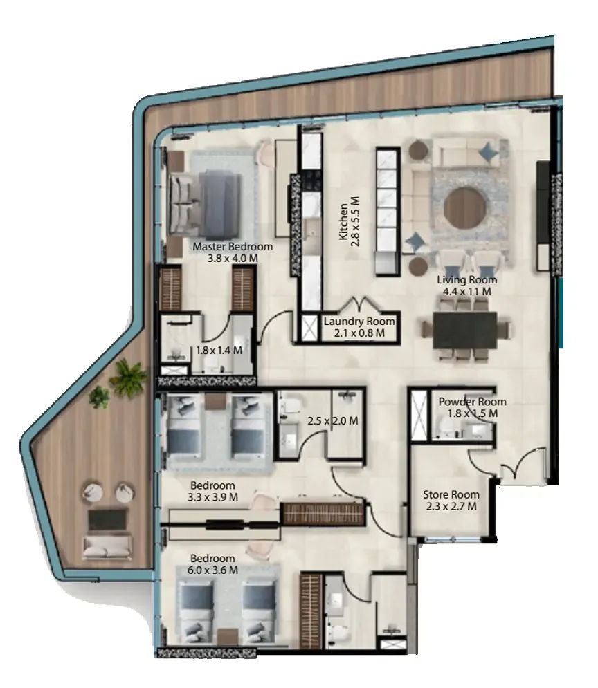 Floor plan — 3 BR