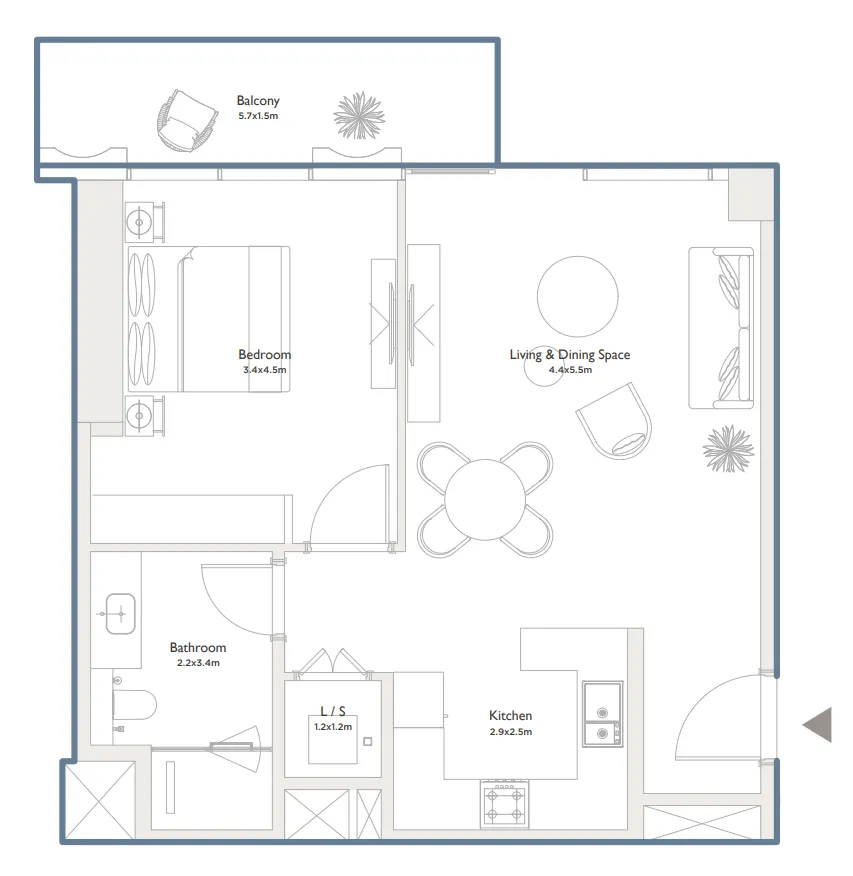 Floor plan — 1 BR