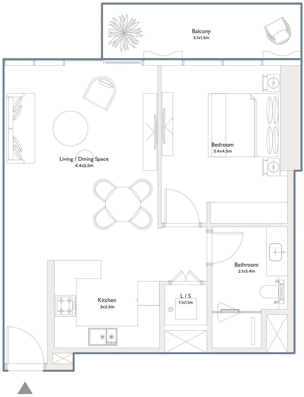 Floor plan — 1 BR
