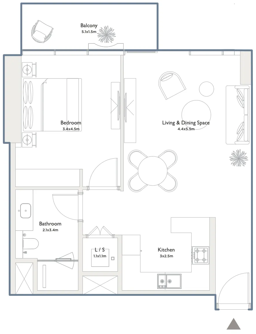 Floor plan — 1 BR