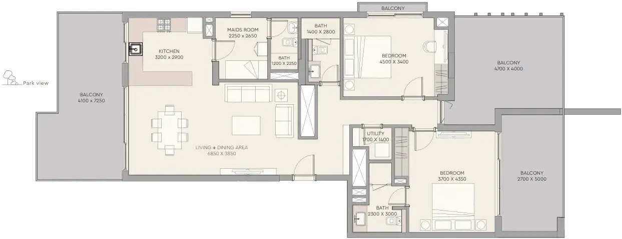 Floor plan — 2 BR