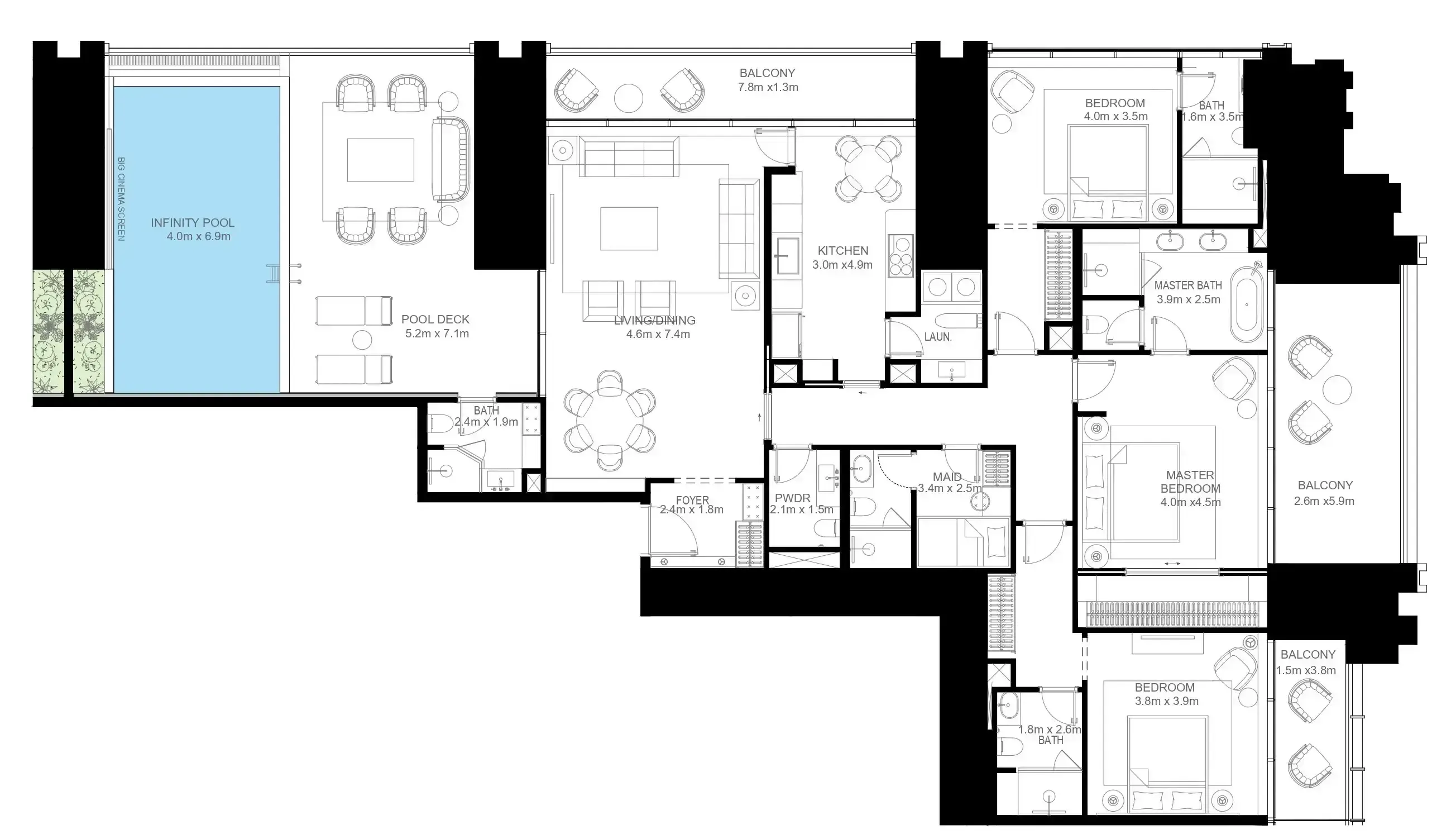 Floor plan — 3 BR