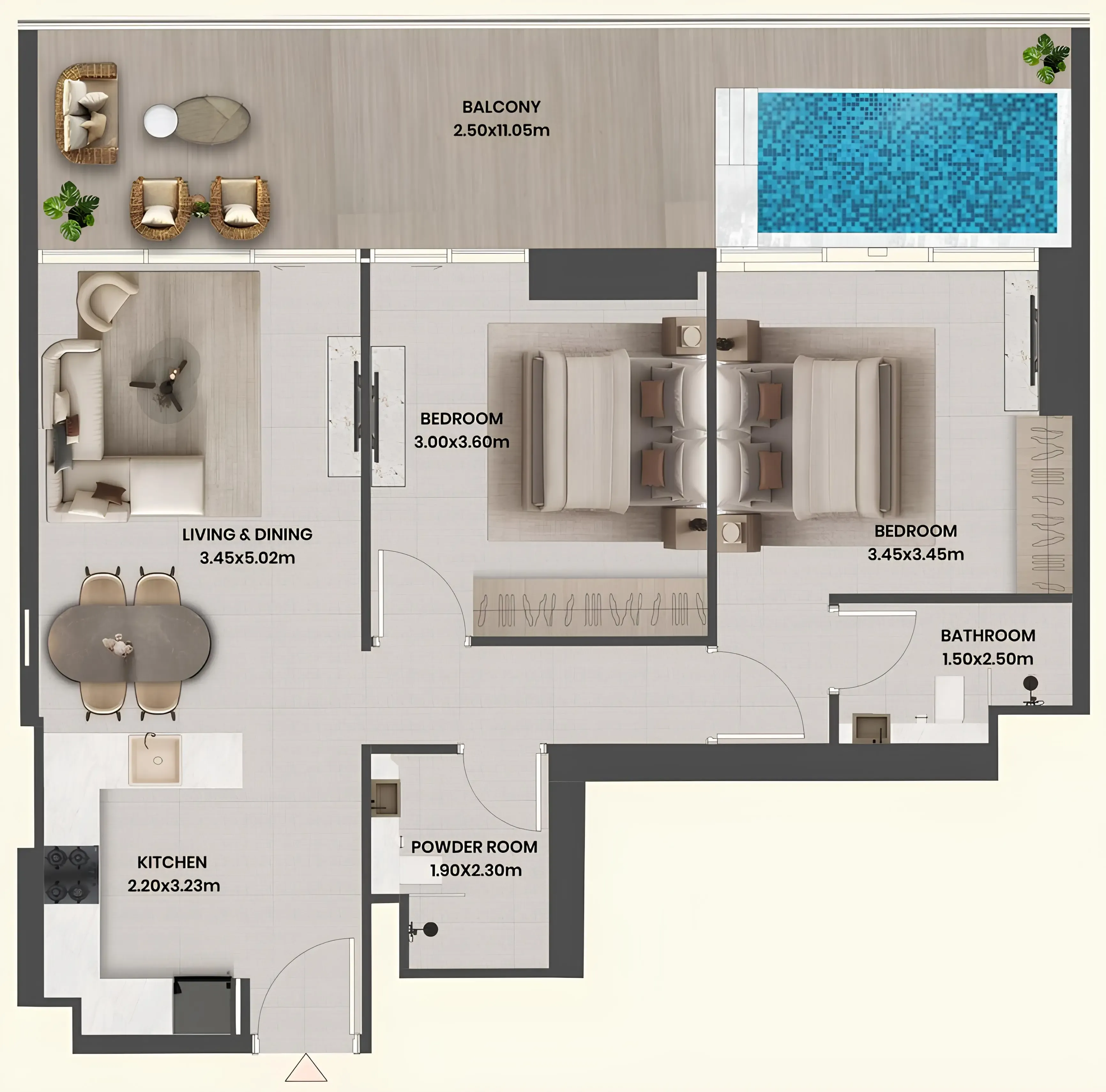 Floor plan — 2 BR