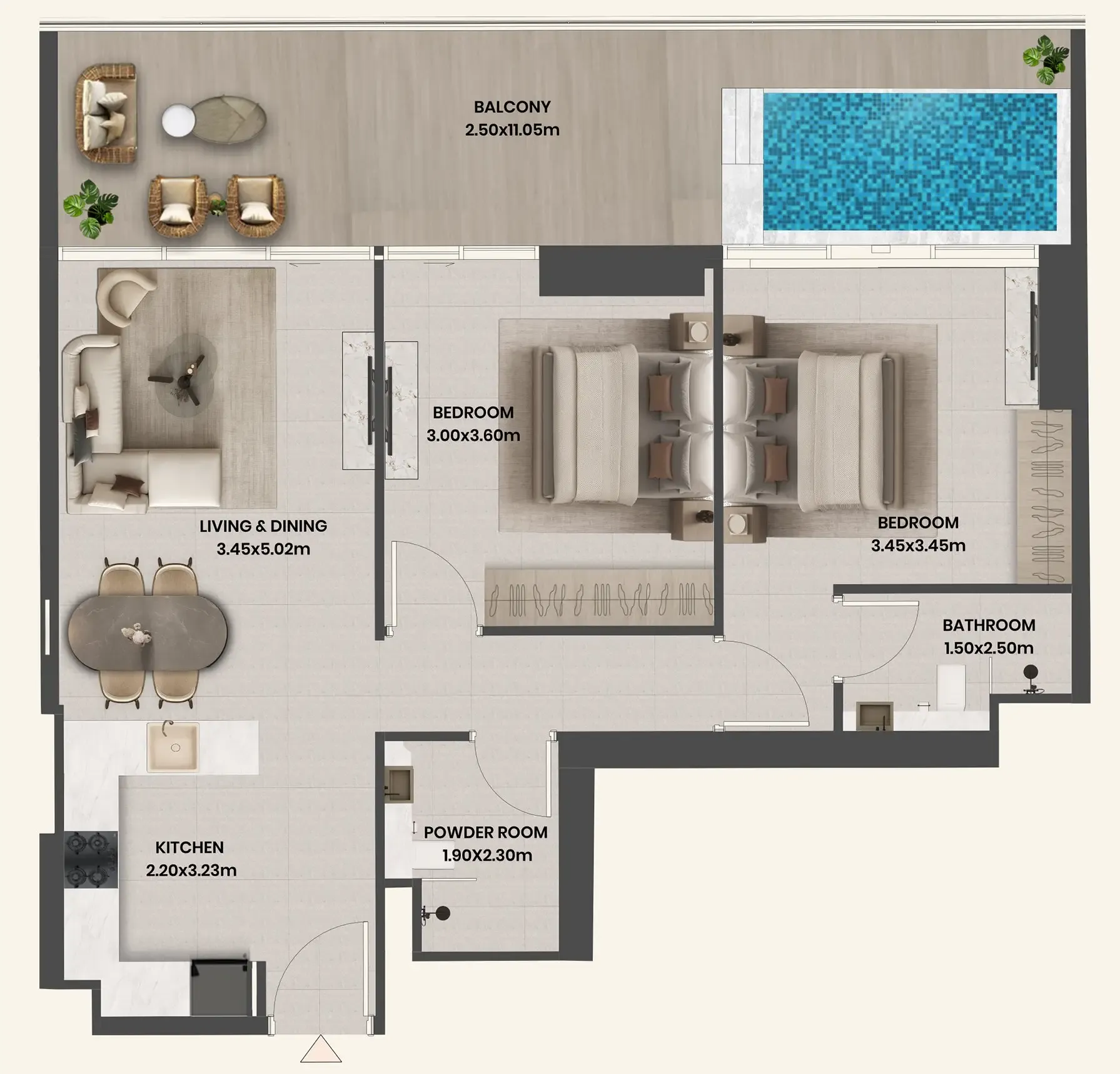 Floor plan — 2 BR