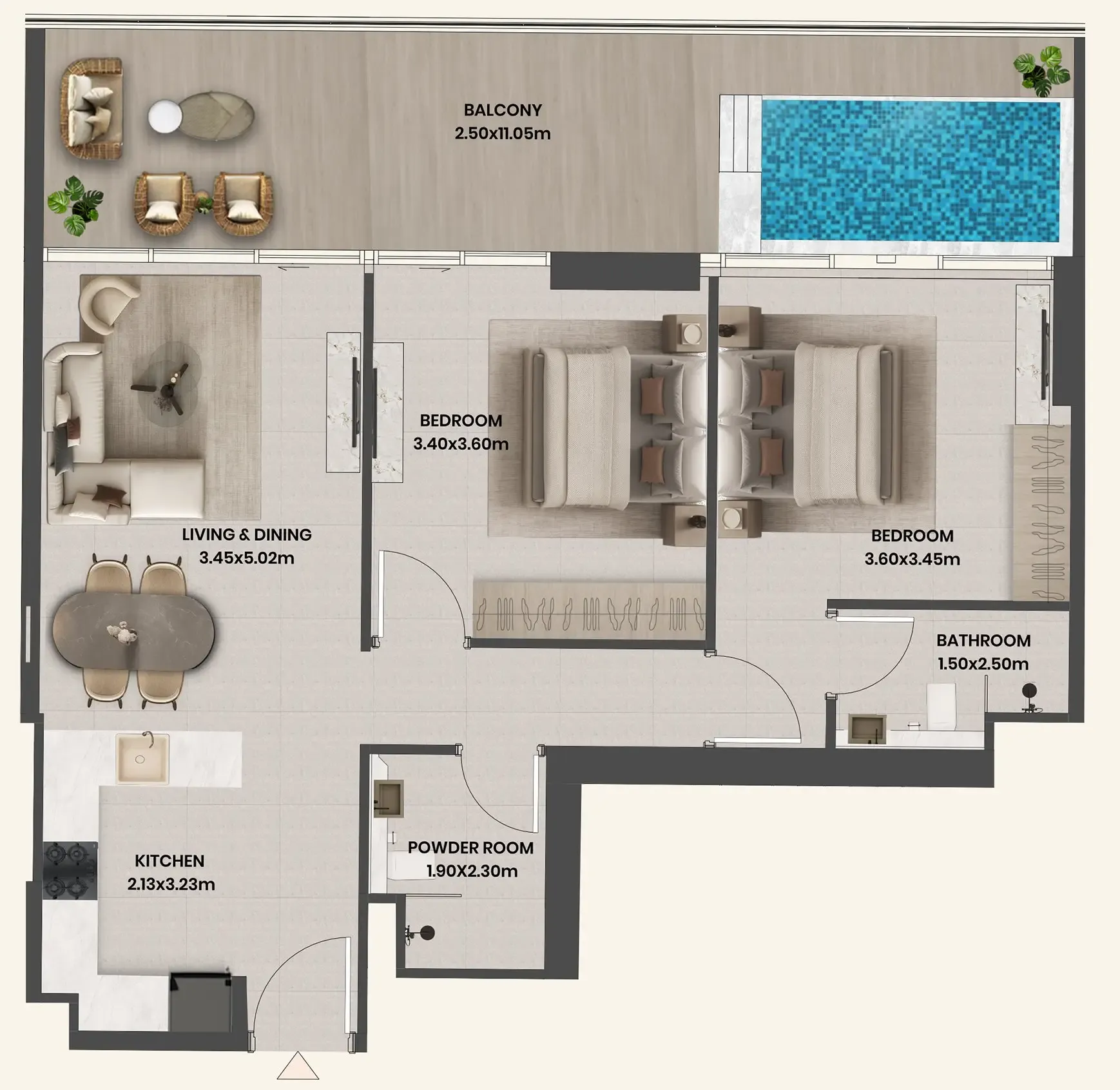 Floor plan — 2 BR