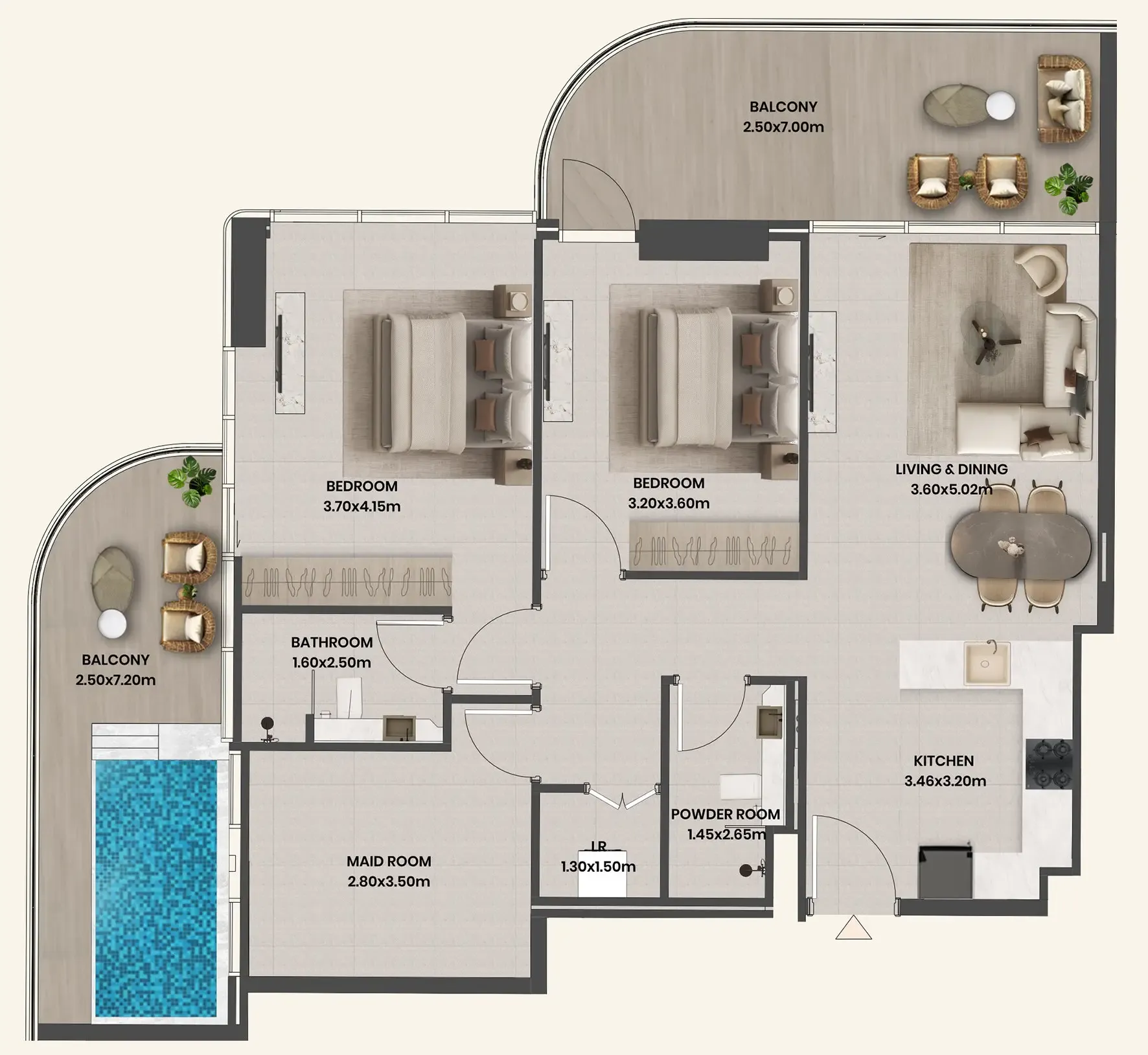 Floor plan — 2 BR