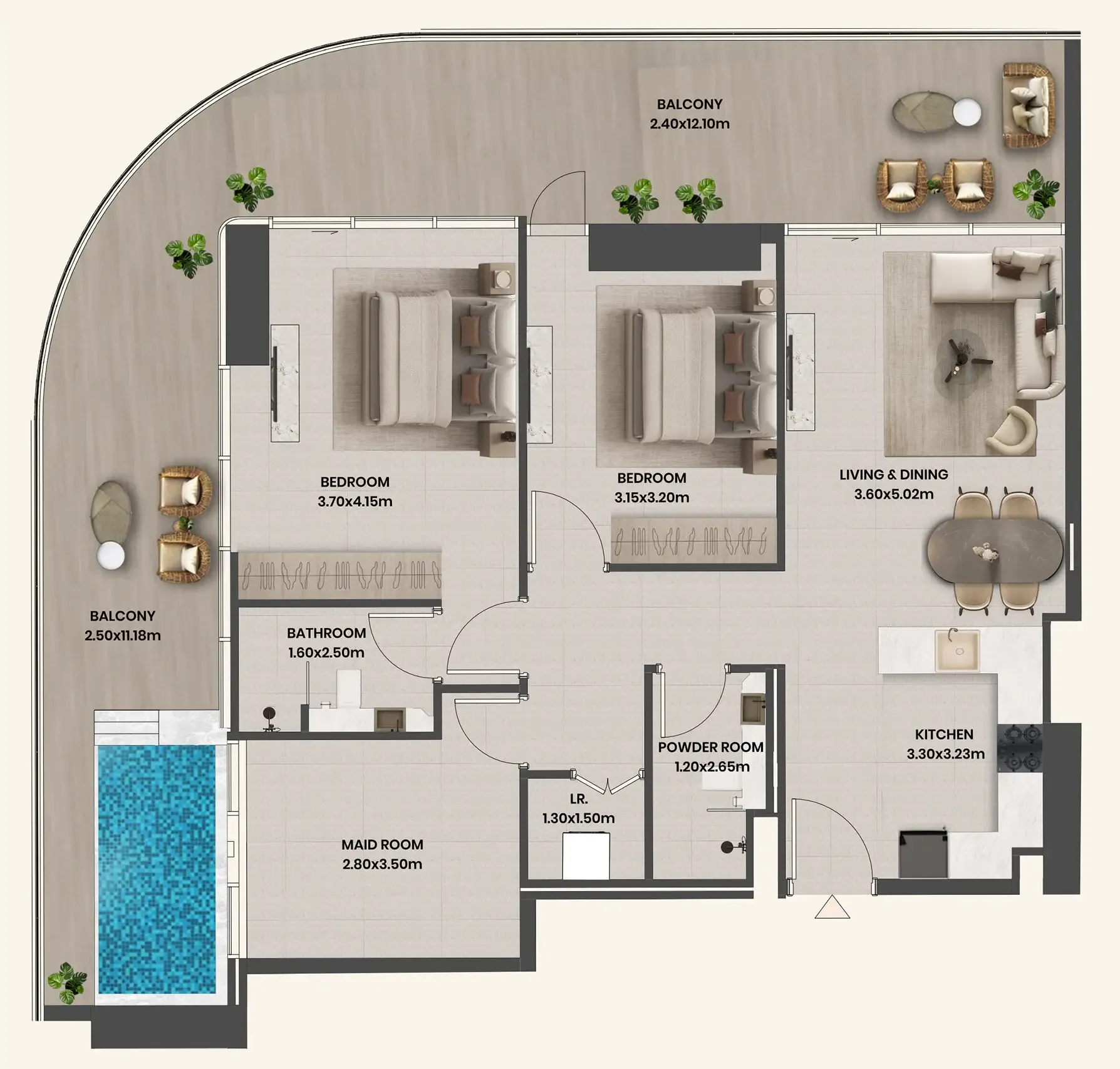 Floor plan — 2 BR