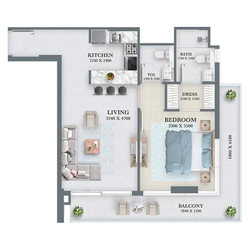 Floor plan — 1 BR