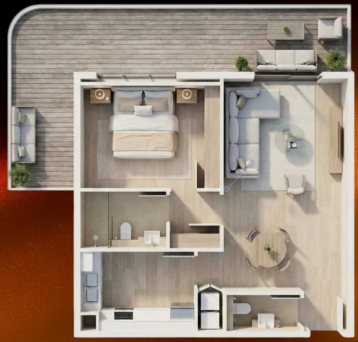 Floor plan — 1 BR