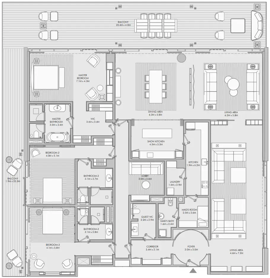 Floor plan — 3 BR