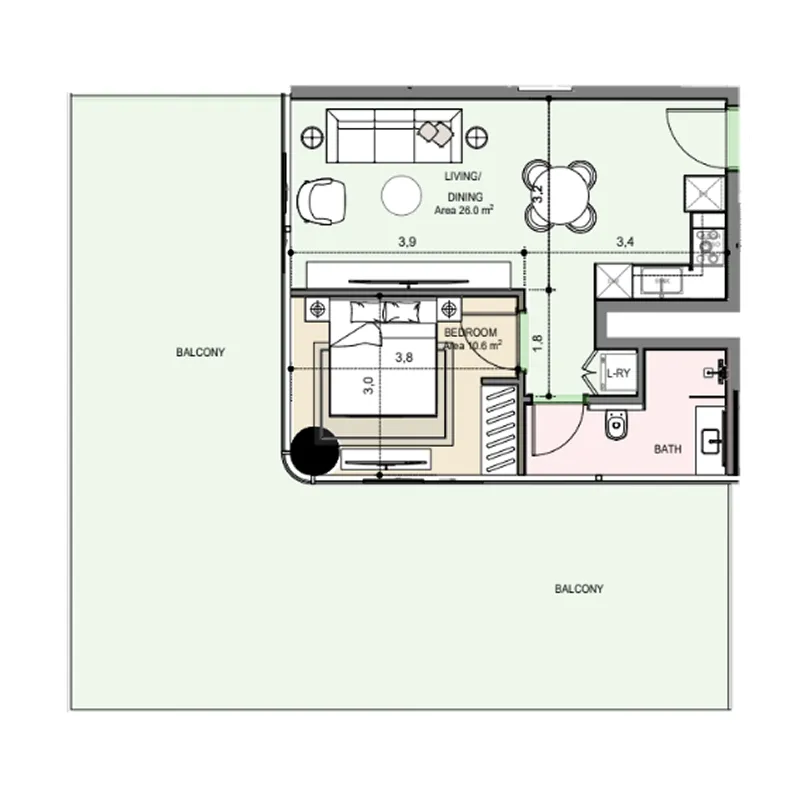 Floor plan — 1 BR