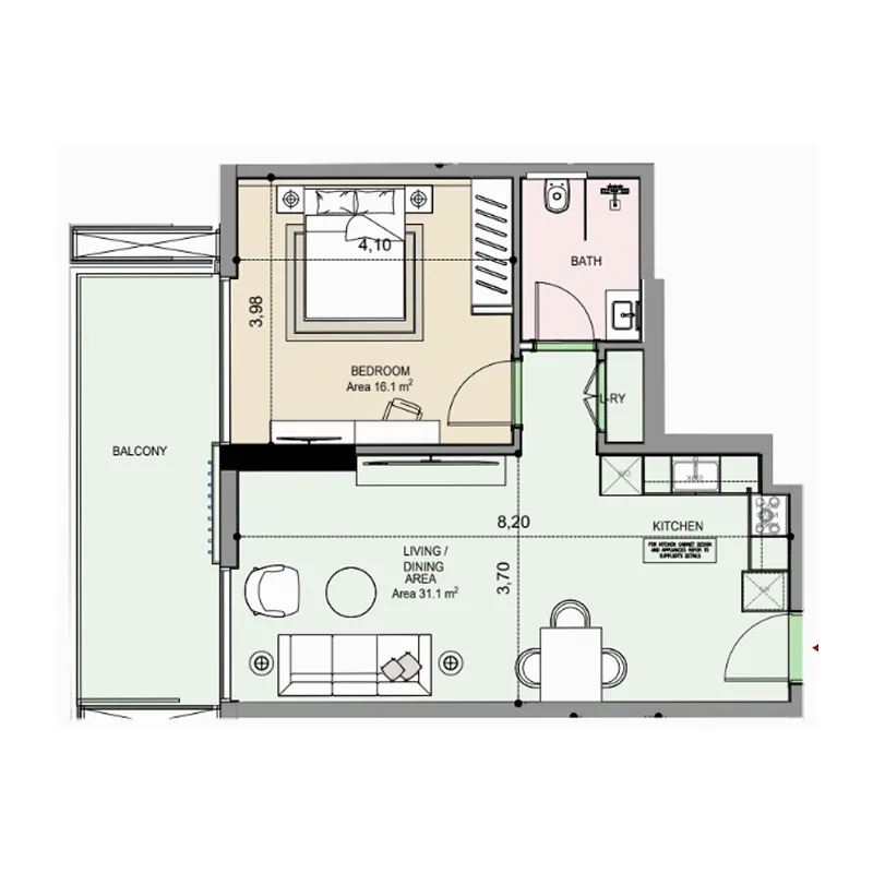Floor plan — 1 BR