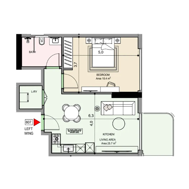 Floor plan — 1 BR