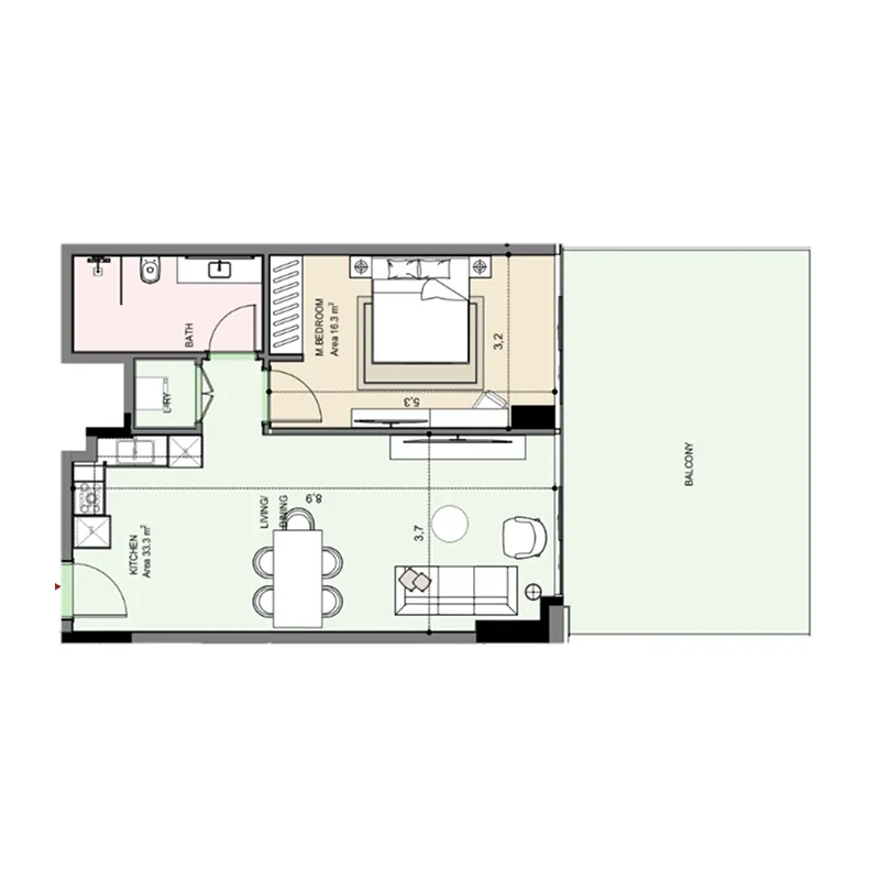 Floor plan — 1 BR