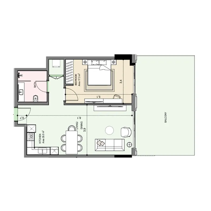 Floor plan — 1 BR
