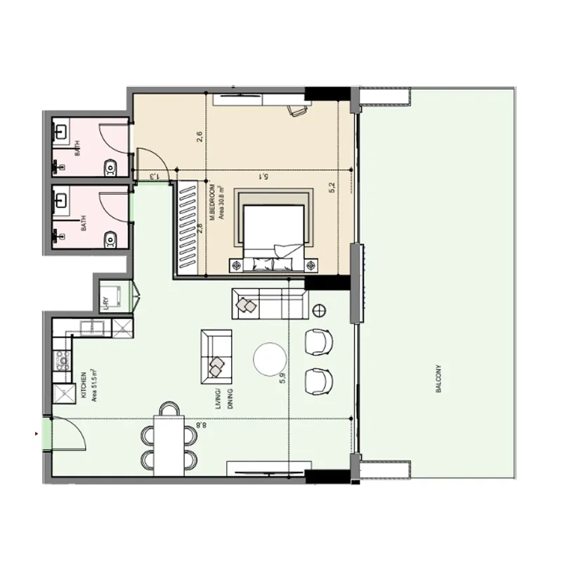 Floor plan — 1 BR