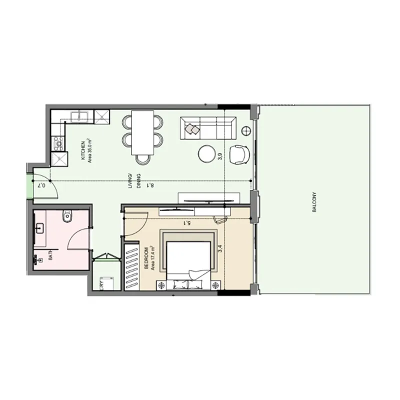 Floor plan — 1 BR