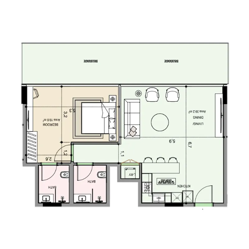 Floor plan — 1 BR
