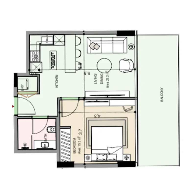 Floor plan — 1 BR