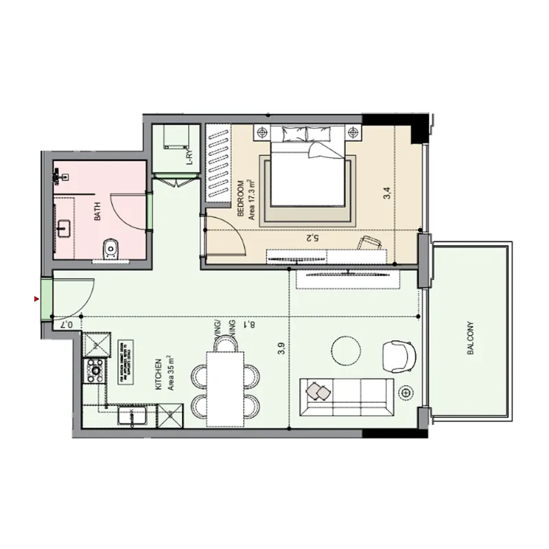 Floor plan — 1 BR