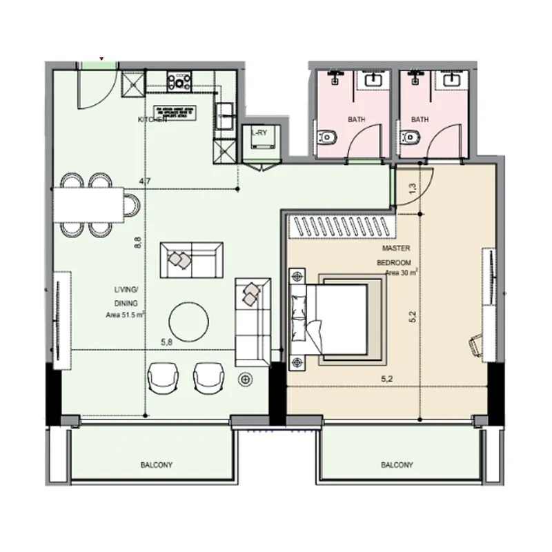 Floor plan — 1 BR