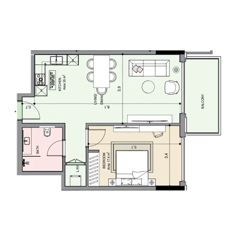 Floor plan — 1 BR