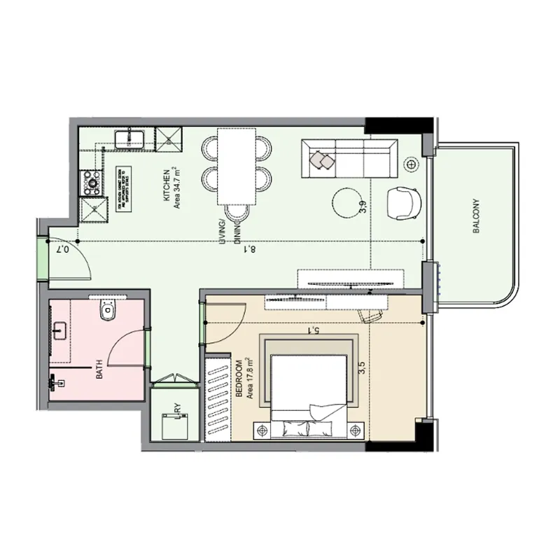 Floor plan — 1 BR
