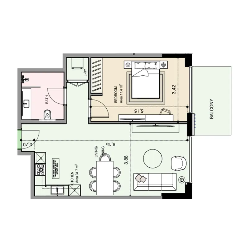 Floor plan — 1 BR