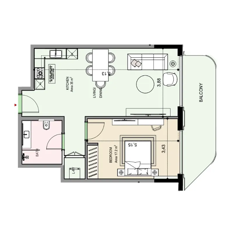 Floor plan — 1 BR