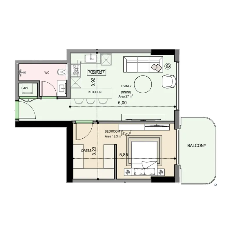 Floor plan — 1 BR