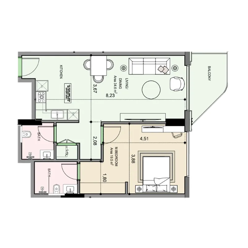 Floor plan — 1 BR
