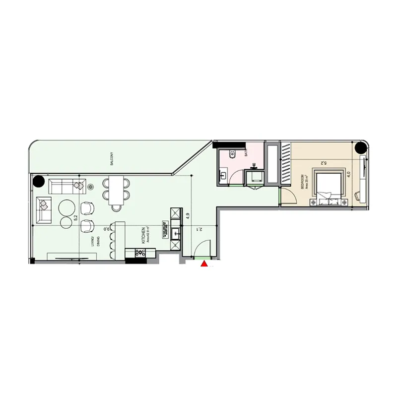 Floor plan — 1 BR