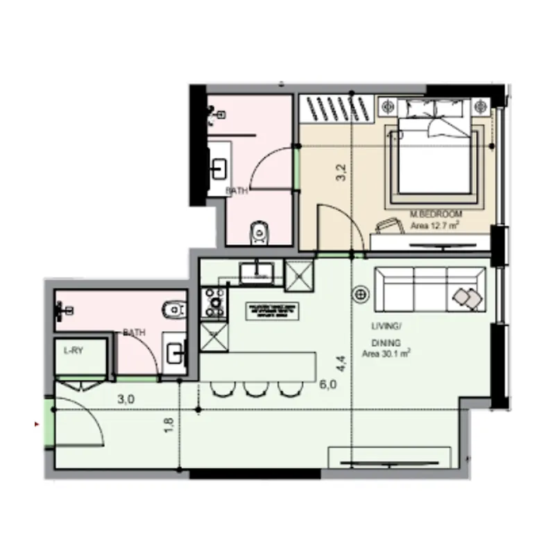 Floor plan — 1 BR