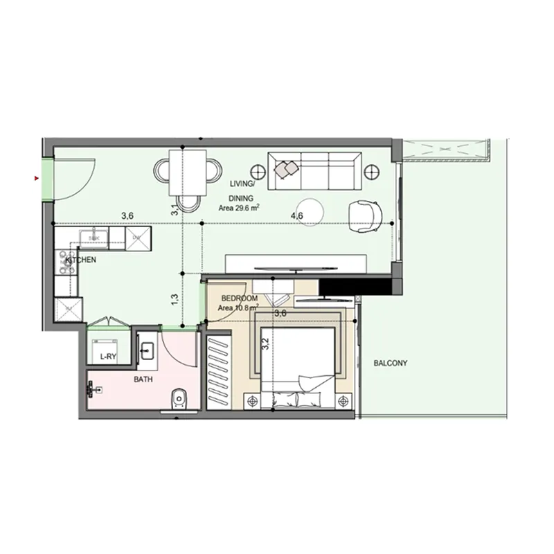 Floor plan — 1 BR