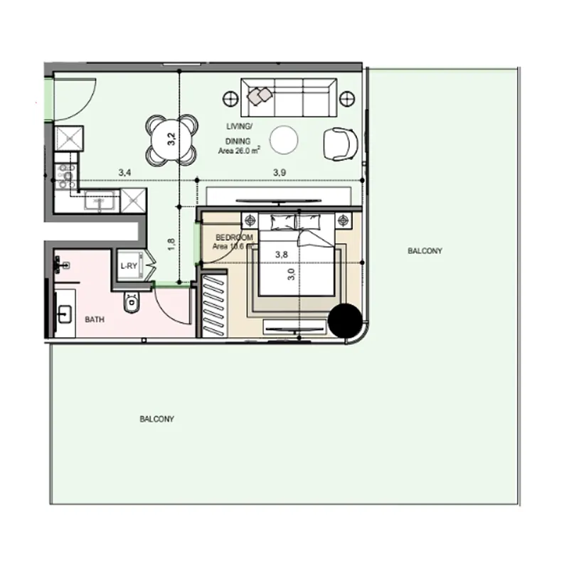 Floor plan — 1 BR