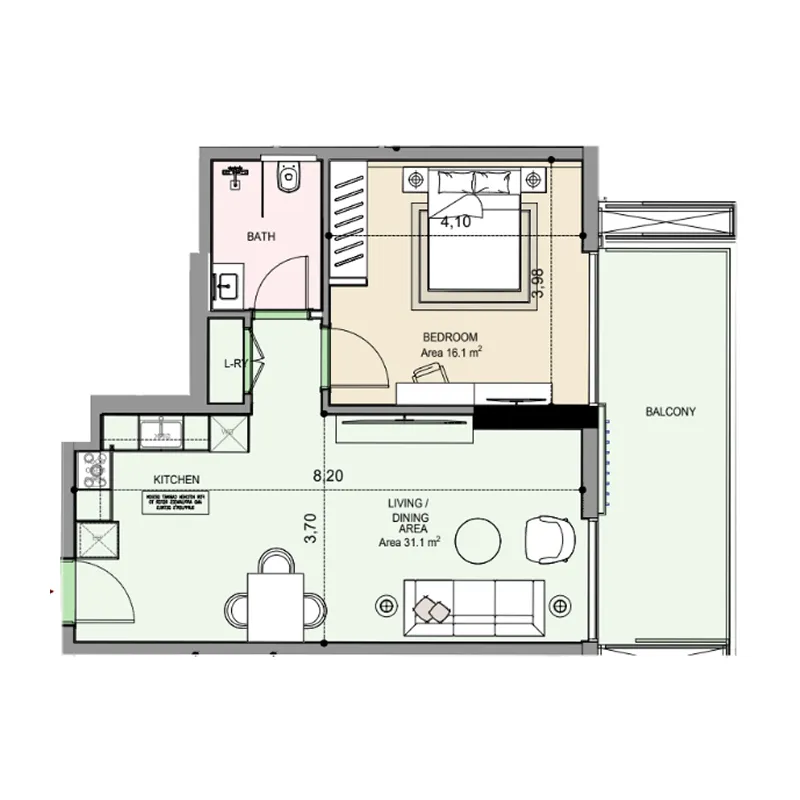 Floor plan — 1 BR