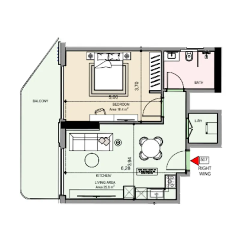 Floor plan — 1 BR