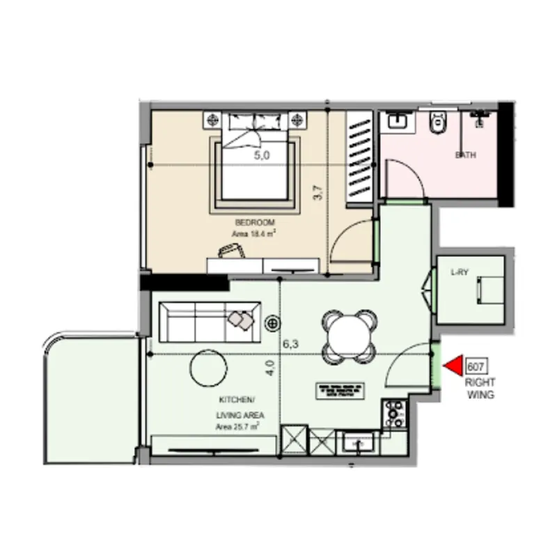Floor plan — 1 BR