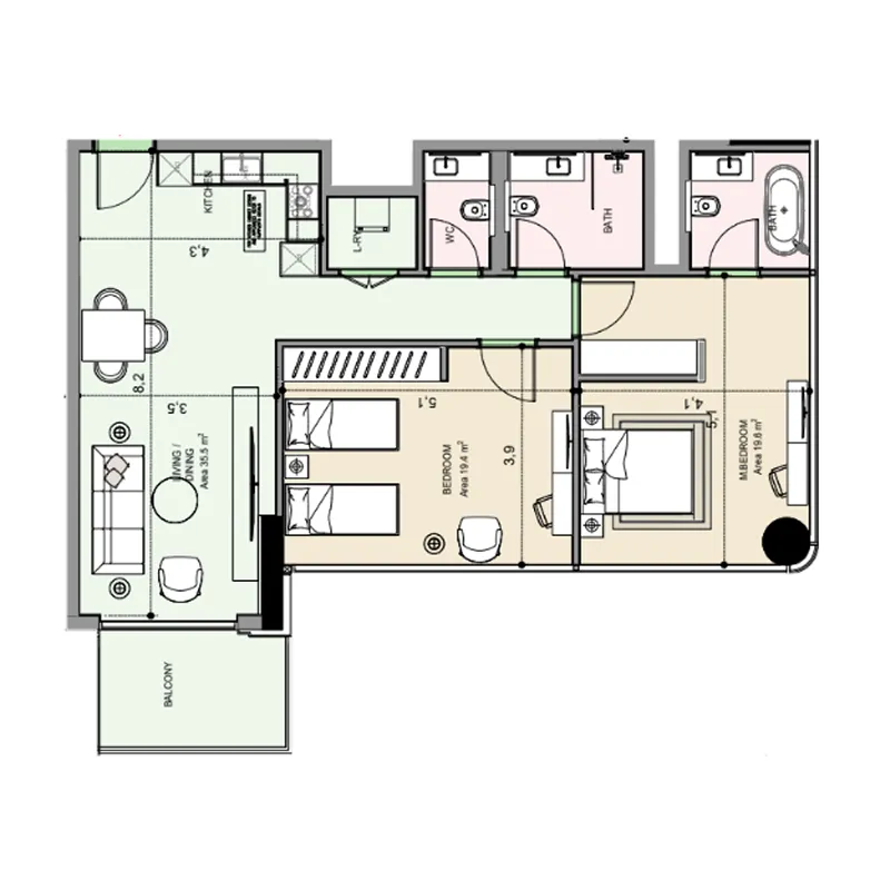 Floor plan — 2 BR