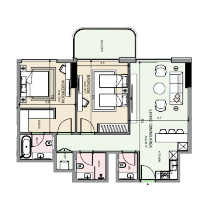 Floor plan — 2 BR