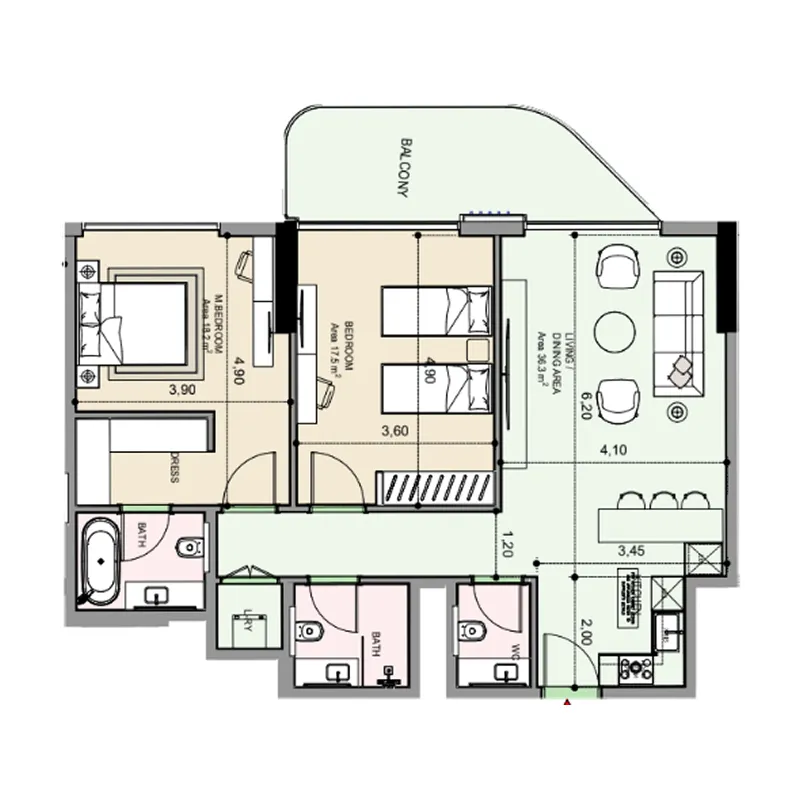 Floor plan — 2 BR